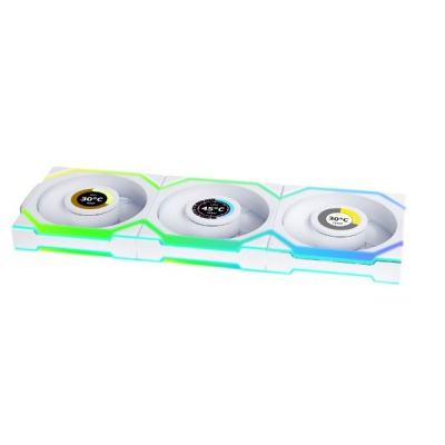 Ventilatorë kastore Lian Li UNI FAN SL Wireless LCD 120, 12 cm, set 3 copë, të bardhë