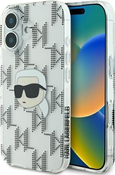 Kapak telefoni Karl Lagerfeld KLHCP16SHKLPKHT, për iPhone 16 6.1", plastik i fortë, transparent