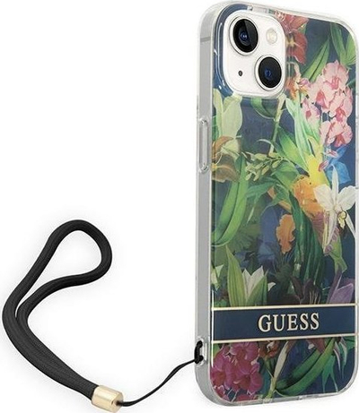 Mbrojtëse telefoni Guess Flower Strap për iPhone 14 6.1", hardcase, shumëngjyrëshe