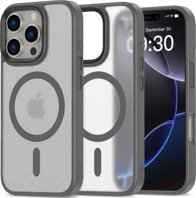 Mbulesë telefoni Tech-Protect Magmat Magsafe për iPhone 16 Pro Max, transparente, mat, titanium