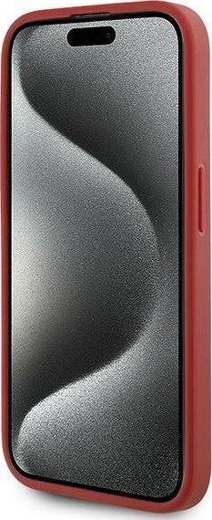 Mbulesë telefoni Karl Lagerfeld KLHCP15LPQDSMGR, për iPhone 15 Pro 6.1", lëkurë eko, e kuqe
