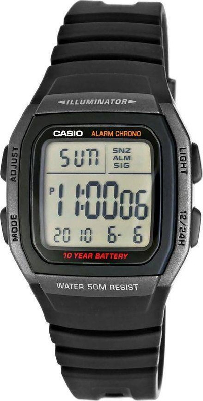 Рачен часовник Casio W96H-1B, дигитален, водоотпорен 50m, црн