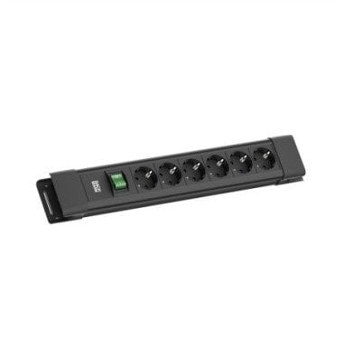 Shirit prizash Bachmann CONNECTUS, 6x CEE 7/3, kabllo 2m, me çelës, i zi