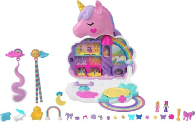 Set lodrash Polly Pocket Rainbow Unicorn Compact, 2 në 1, 2 kukulla, shumëngjyrësh