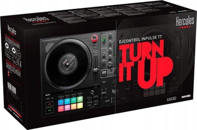 DJ контролер Hercules T7, моторизирани плочи, со Serato DJ Lite, црн