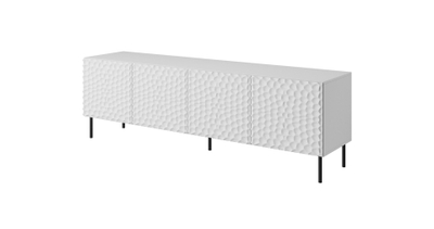 Komodë TV Bed Meble HOLE, 190x40.5x59.5 cm, MDF dhe panel druri, e bardhë mat