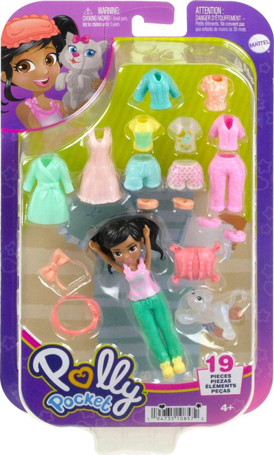 Set lodrash Mattel Polly Pocket Lila Rainbow, kukull me aksesorë, shumëngjyrëshe