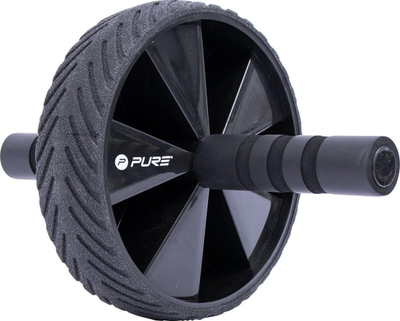 Rrotë barku PURE 2 IMPROVE Ab Wheel Roller, plastikë e fortë, doreza me jastëk, e zezë