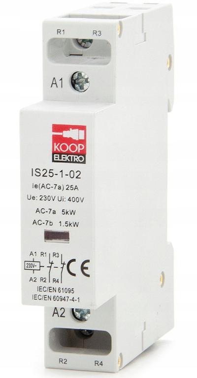 Kontaktor modular Koop Elektro IS25-1-02, 25A, 230V