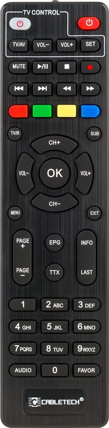 Telekomandë Cabletech PIL0371, për dekoder URZ0336 DVB-T2, e zezë