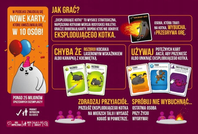 Lojë me letra Rebel Exploding Kittens Party, version silent, deri 10 lojtarë