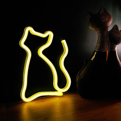 Dritë dekorative LED Forever Light Cat, neon, e bardhë e ngrohtë