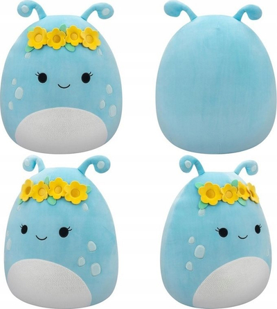 Lodër pelushi Squishmallows Natnat, 16", alien blu pastel, me kurorë me lule