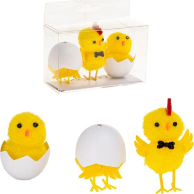 Set dekorativ BREWIS chicks in shells, 3 copë, 4.5 cm, të verdha