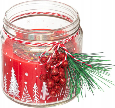 Kandël zbukuruese Atmosphera Christmas Candle Centerpiece, 315g, deri nja 30 orë ndezur, kavanoz qelqi