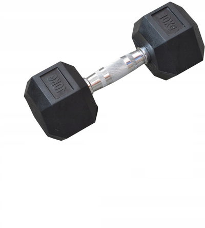 Hantellë Eb Fit Rubber Coated Hex, 10 kg, e zezë