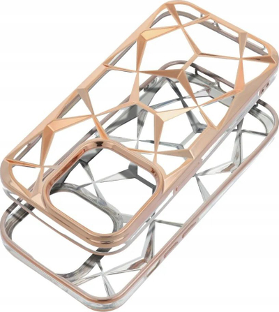Maskë telefoni Twinki për iPhone 11, dizajn gjeometrik, me mbrojtje kamere, ngjyrë gold