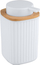 Dispenser sapuni i lëngshëm Wenko Rotello, 250 ml, plastikë dhe bambu, i bardhë dhe kafe