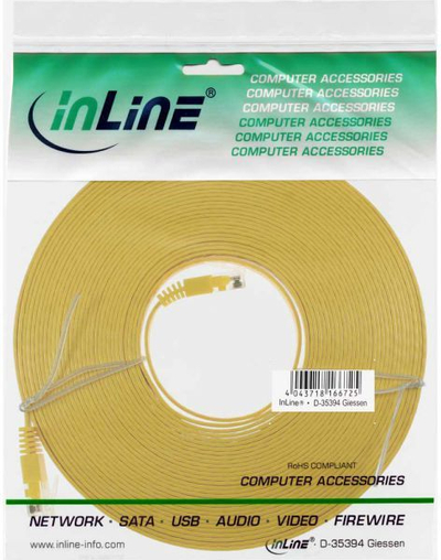 Kabllo rrjeti InLine Ultraslim Patch Cable U UTP, Cat 6, 10m, i verdhë