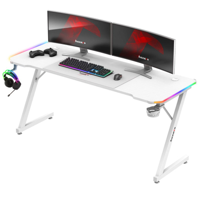 Tavolinë gaming Huzaro Hero 4.8, 160 cm, RGB, e bardhë