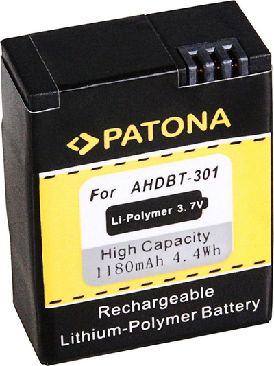 Батерија за камера ПАТОНА Про AHDBT 301, 1180mAh, Ли Пол 3.7V, црна