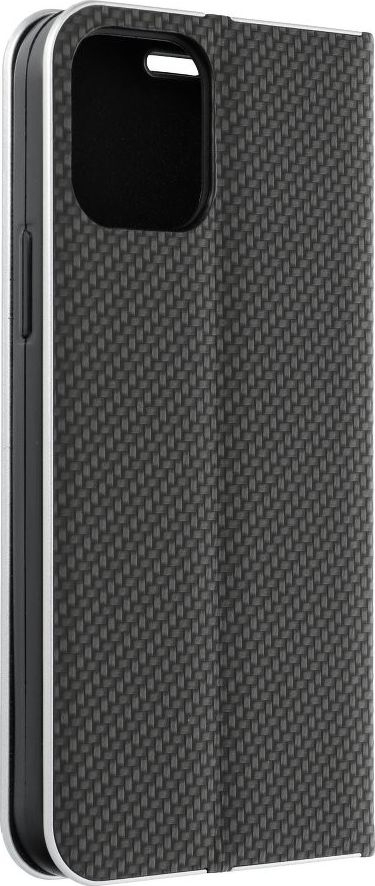 Kapotë librë Luna Book Carbon për iPhone 12 12 Pro, mbrojtëse karboni, e zezë