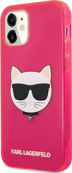 Këllëf telefoni Karl Lagerfeld Choupette Head, TPU, për iPhone 12 Mini, rozë fluo