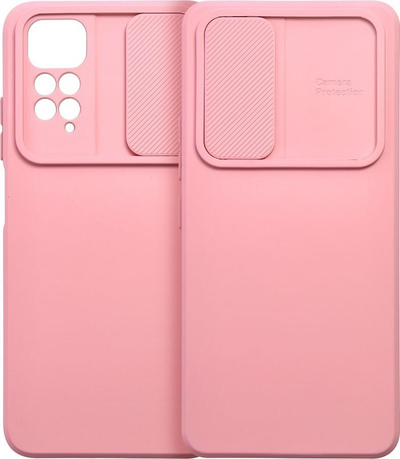 Mbrojtëse silikoni me slajder te kamera për Xiaomi Redmi 12C, TPU, rozë e çelët