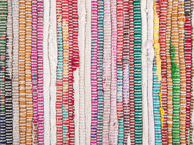 Тепих бохо правоаголен, 140 x 200 cm, памук полиестер, шарен со линии