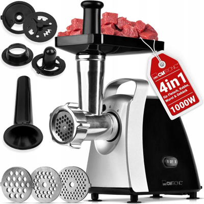 Makinë grirëse mishi Clatronic FW 3803, 1000 W, e zezë argjendtë