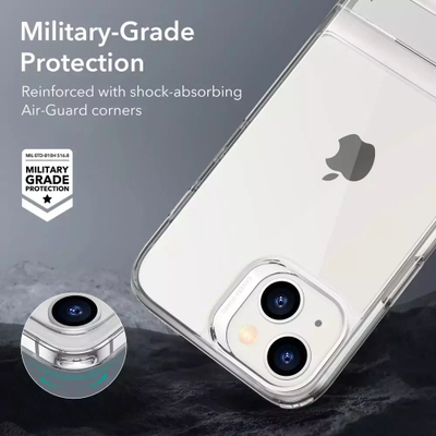 Kuti mbrojtëse ESR Metal Kickstand për iPhone 14 Plus, 6.7", transparente, me mbajtëse