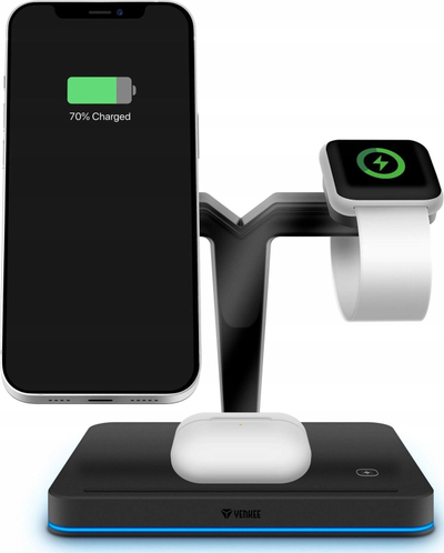 Stacion karikimi magnetik Yenkee YAC 5320, wireless 3 in 1, MagSafe, i zi