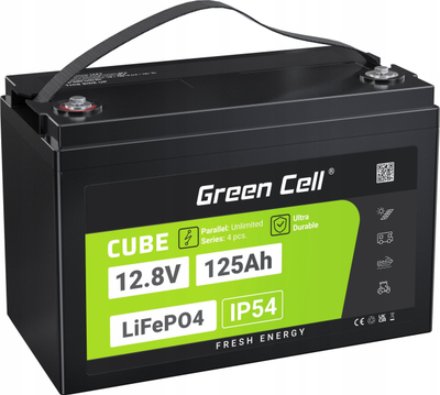 Bateri LiFePO4 Green Cell CUBE, 12.8V, 125Ah, e zezë