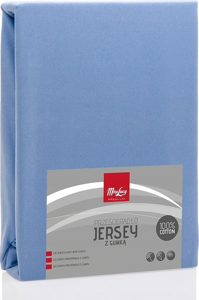 Çarçaf fitted Miss Lucy Jersey, 220x220 cm, pambuk, blu