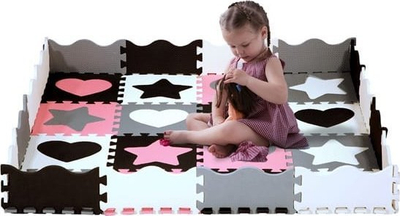 Qilim puzzle për kalamaj Nils Fun MD03, 36 copa, 140x140 cm, me shumë ngjyra rozë