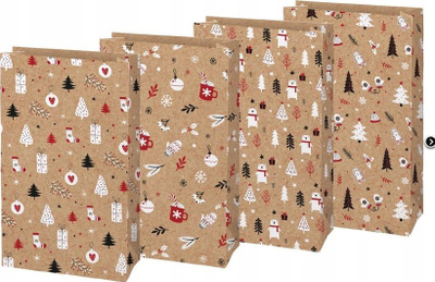 Qese dhuratash Christmas Gift Bag Eco Kraft MFP, letre, 15 x 27 x 9 cm, kraft me motive festive