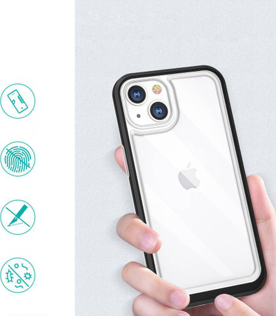 Mbrojtëse telefoni Hurtel Hybrid Armor, iPhone 13 Mini, xhel 3 në 1, transparente me kornizë të zezë