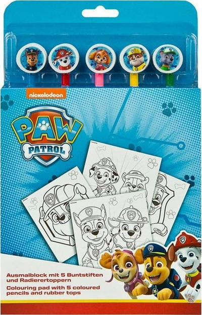 Bllok ngjyrosjeje PAW Patrol, 24 faqe, 5 lapsa ngjyrash, shumëngjyrësh
