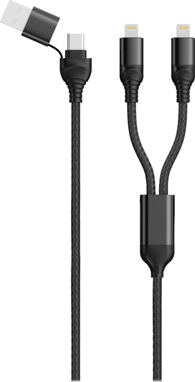 Kabllo karikimi 2GO 797365 Lightning, USB A USB C, 1.2 m, e zezë
