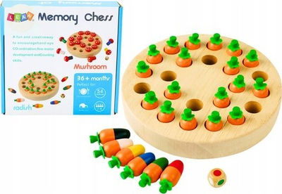 Loja me memorie LeanToys Memory Game Carrots, dru, shumëngjyrëshe