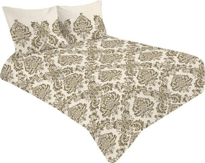 Комплет јоргани Satin Bedding Glamour, 220x200 cm, сатен од памук, екру со златни орнаменти