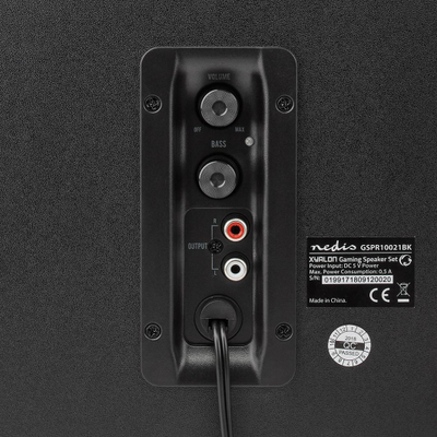 Kutia altoparlantë Nedis GSPR10021BK Gaming 2.1, 33W, 3.5mm USB, e zezë