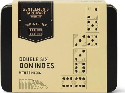 Домина игра Gentlemen's Hardware Double Six, 28 плочки, метална кутија, беж