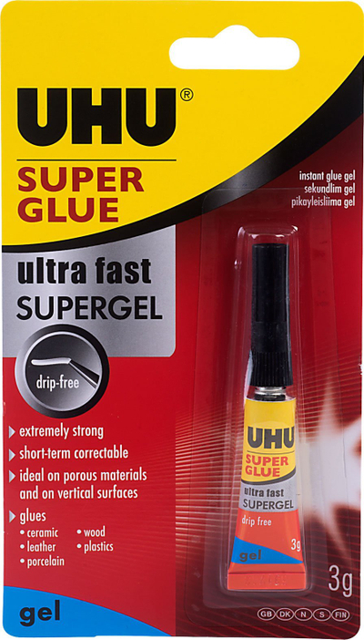Ngjitës super UHU Super Glue Supergel, shumë i shpejtë, 3g, i tejdukshëm