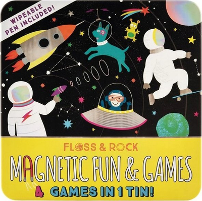 Lojë magnetike Floss &amp; Rock Magnetic Fun &amp; Games Space, set për udhëtime, 4 në 1, me ngjyra