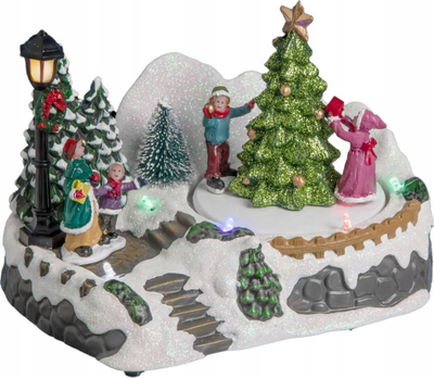 Dekor Krishtlindjesh Fééric Christmas Town, skenë dimri, 6 LED me shumë ngjyra, shumëngjyrëshe