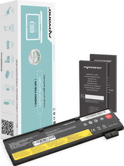 Bateri laptopi Movano për Lenovo ThinkPad T470 T480 T570 T580 P51S P52S, Li ion, e zezë