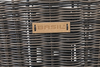 Shportë timoni për biçikletë Basil Bremen Rattan Look KF, me sistem Klickfix, rattan, kafe natyrale