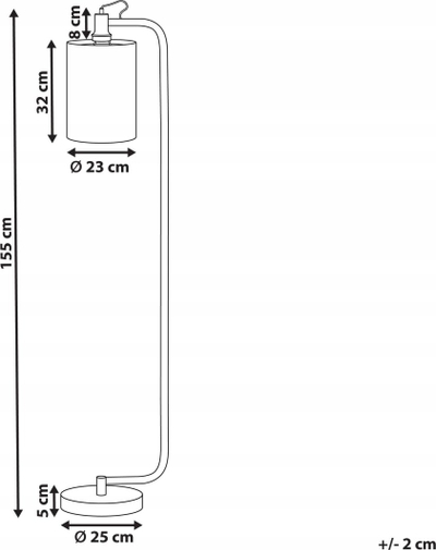 Lampë dyshemeje Beliani Liberia, metal bakri, 155cm, e bardhë