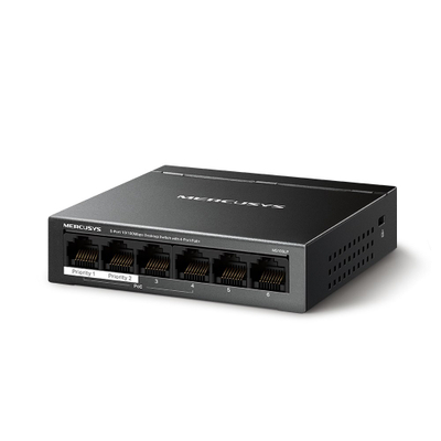 Switch Mercusys MS106LP, 6 porta 10/100Mbps, PoE+, i zi